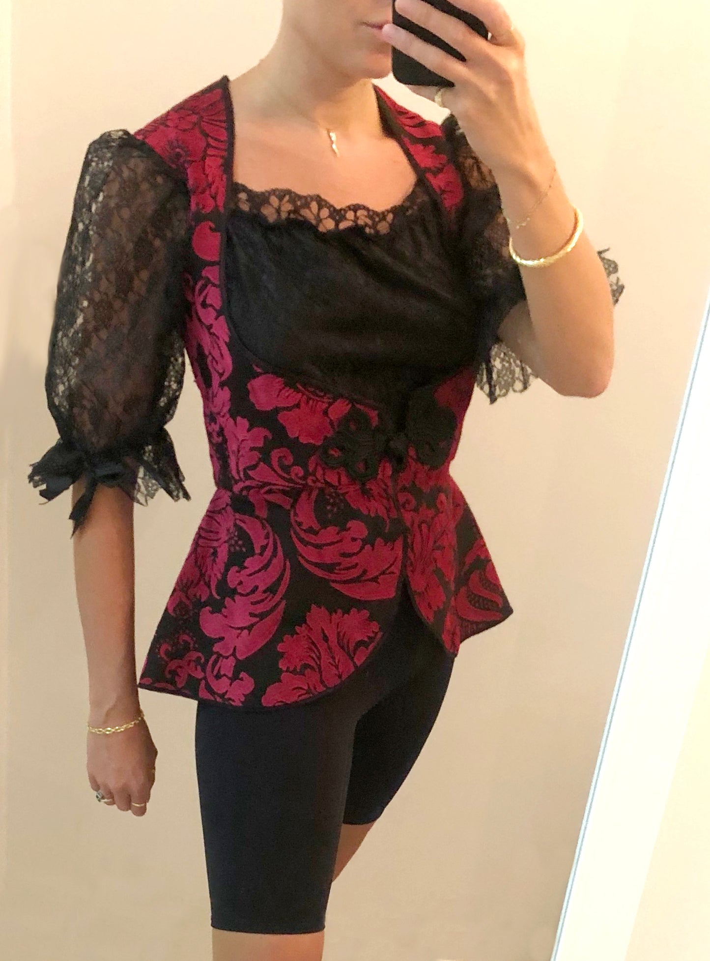 Vintage Brocade And Lace Dirndle Top | L