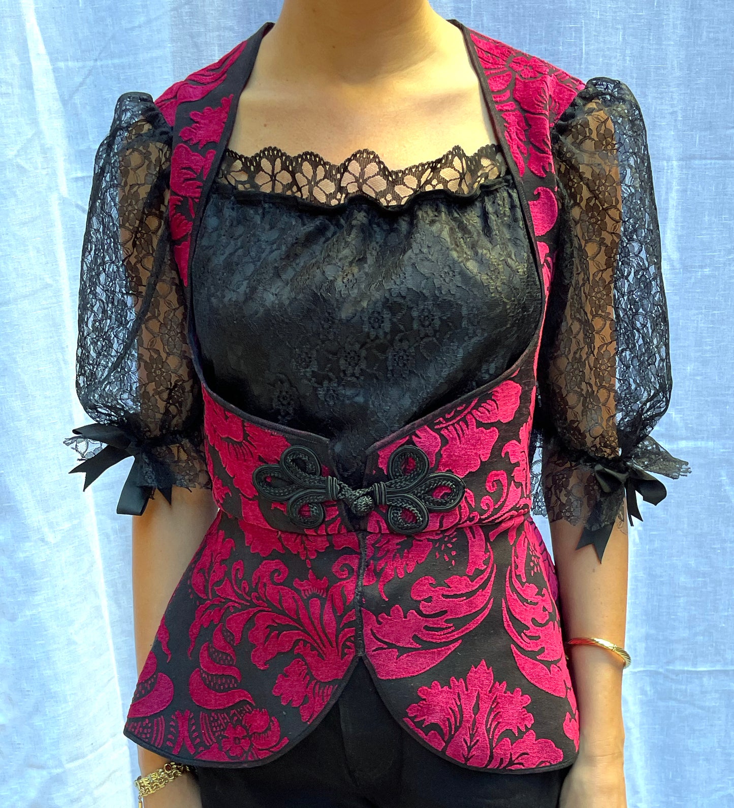 Vintage Brocade And Lace Dirndle Top | L