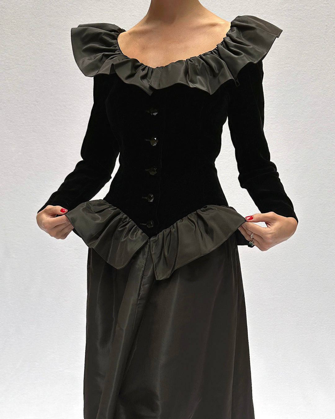 Vintage Givenchy Couture Fall 1993 Long Sleeve Velvet Gown