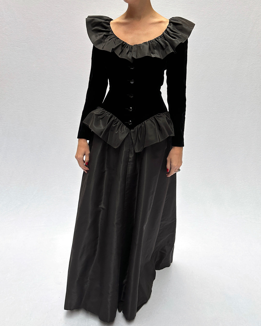 Vintage Givenchy Couture Fall 1993 Long Sleeve Velvet Gown