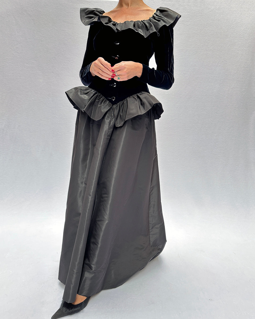 Vintage Givenchy Couture Fall 1993 Long Sleeve Velvet Gown