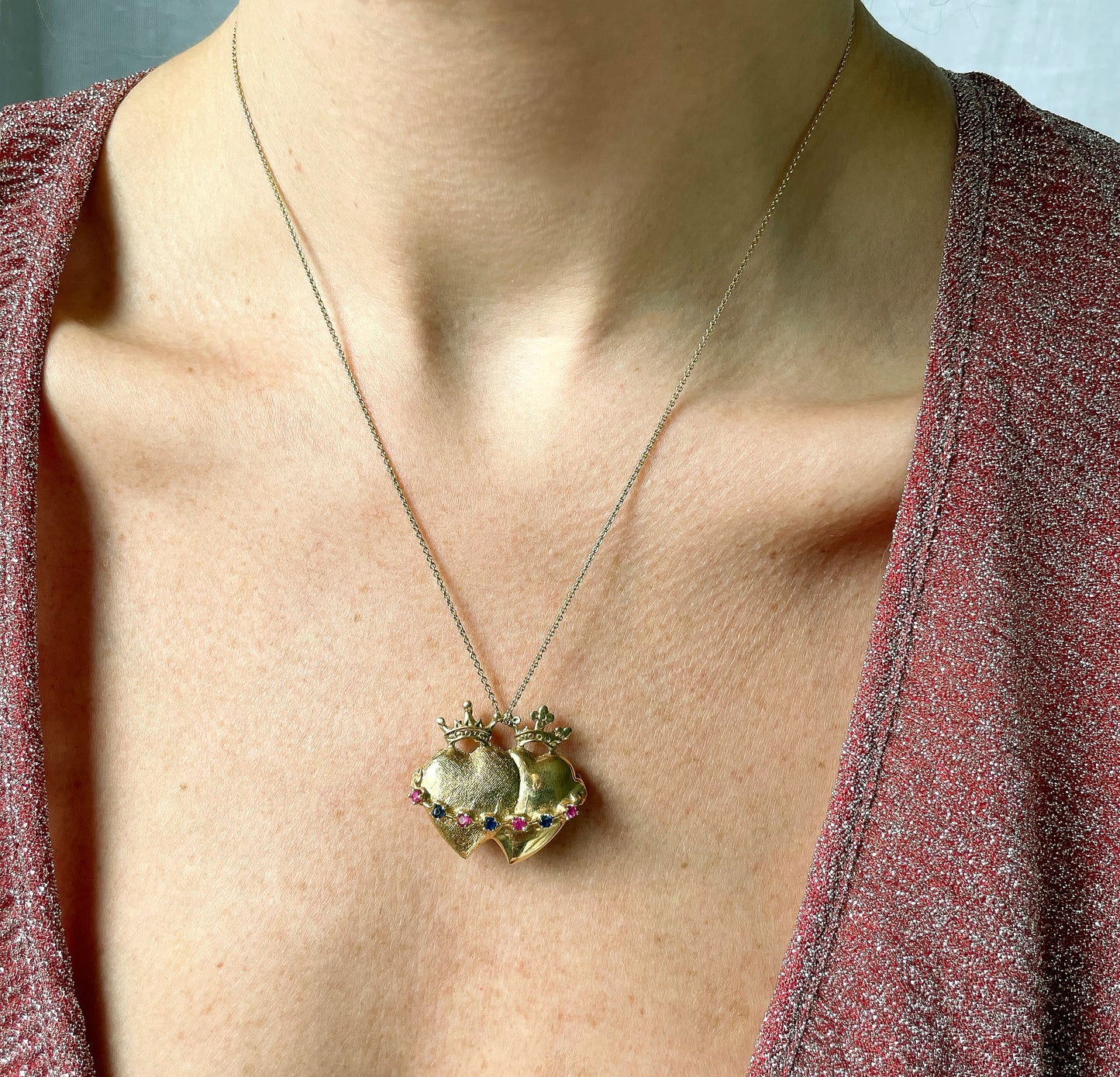 Vintage Crowned Heart Pendant