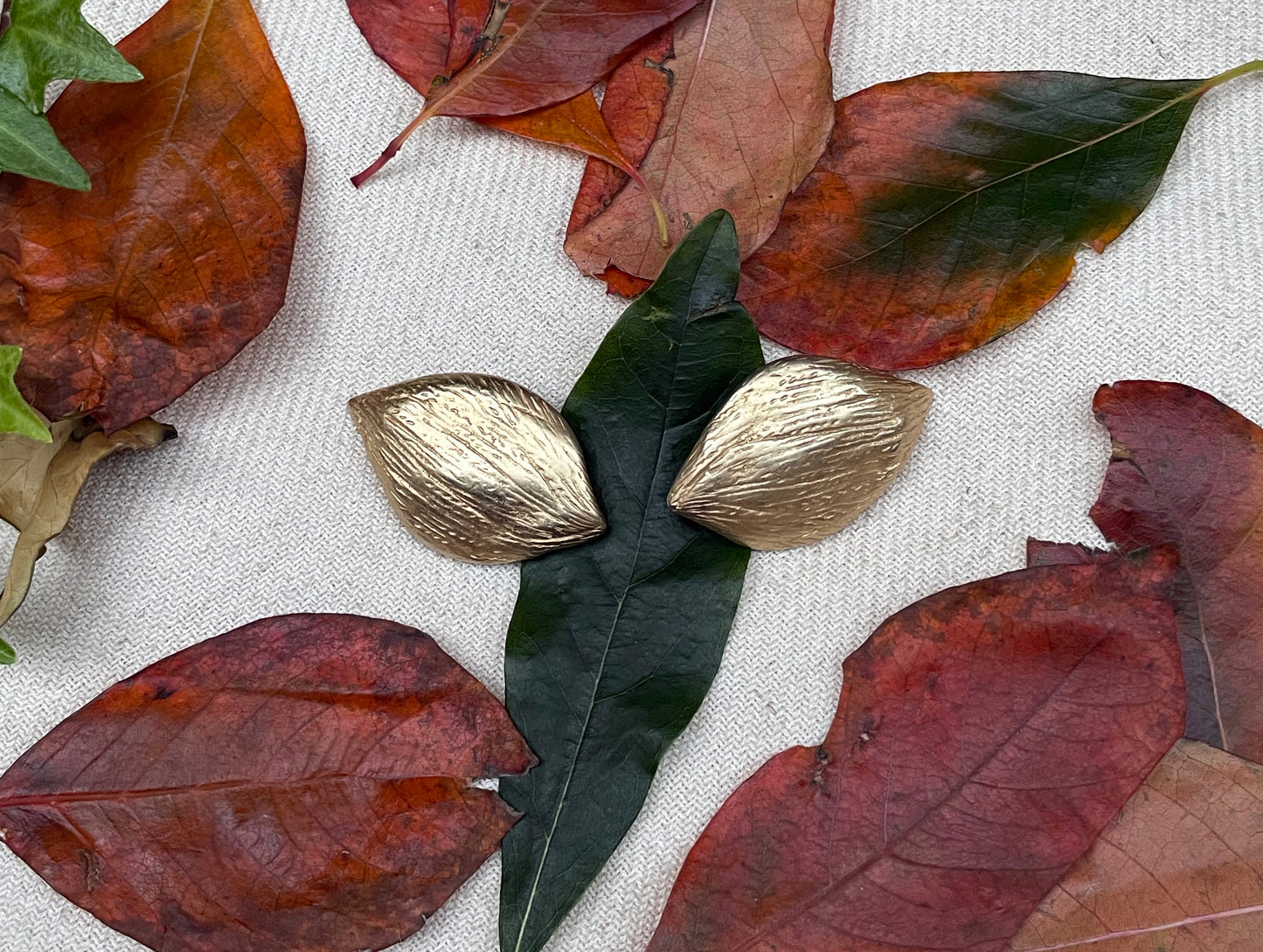 Vintage Donna Karan Gold Leaf Earrings