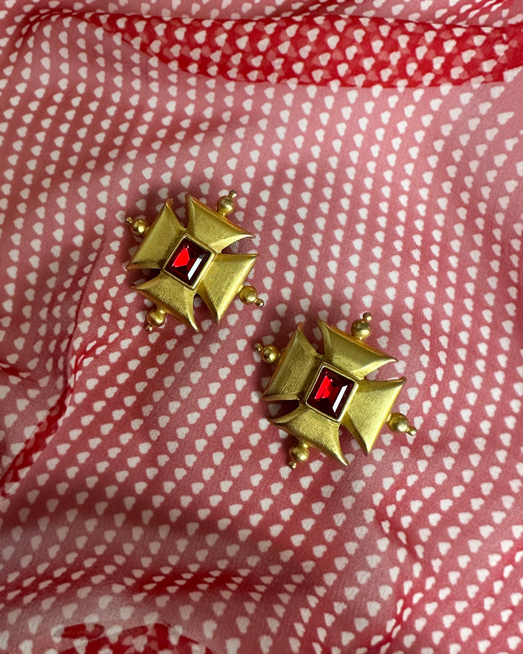 Vintage Gold Maltese Cross Earrings