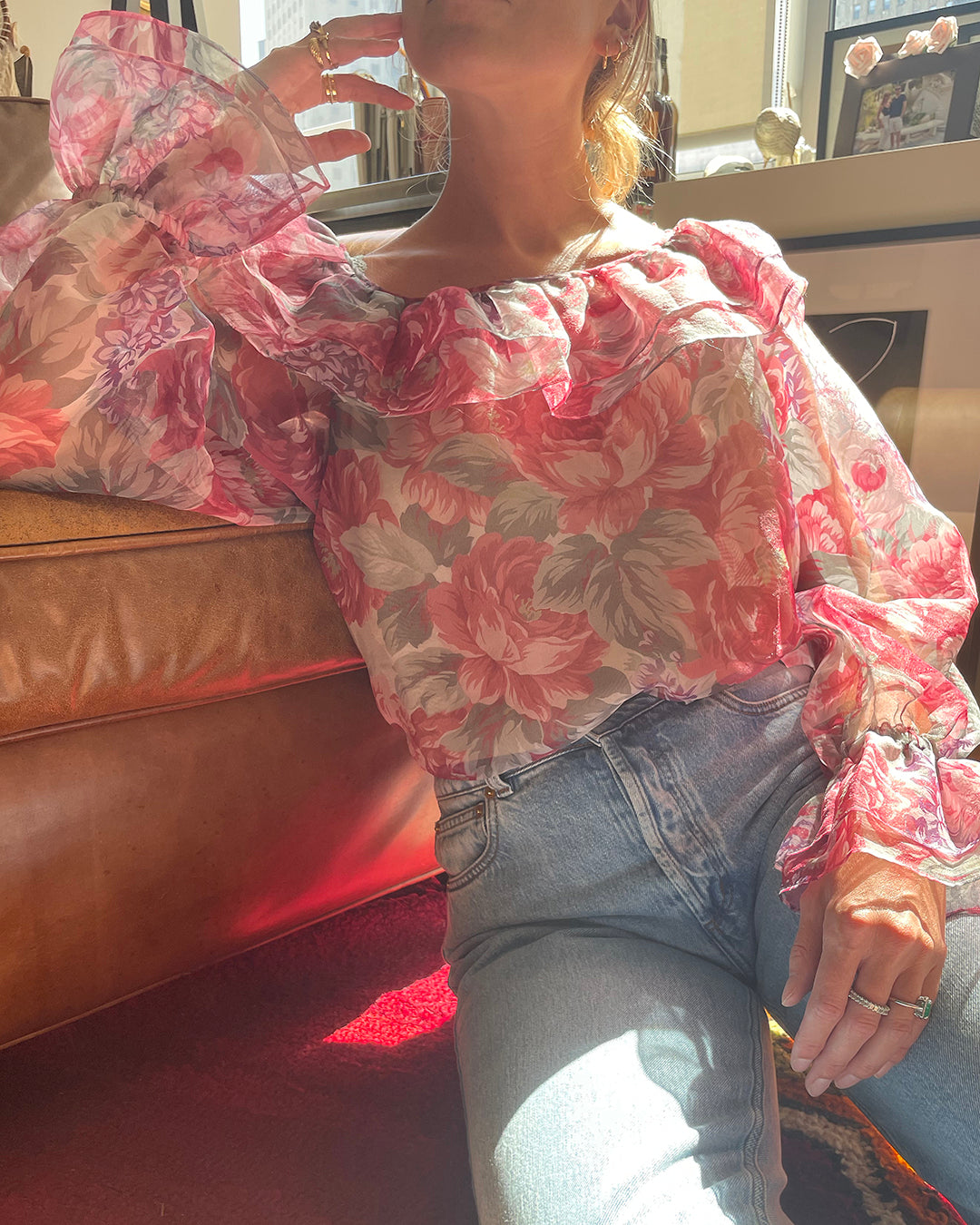 Vintage 1980s Hanae Mori Floral Blouse | M