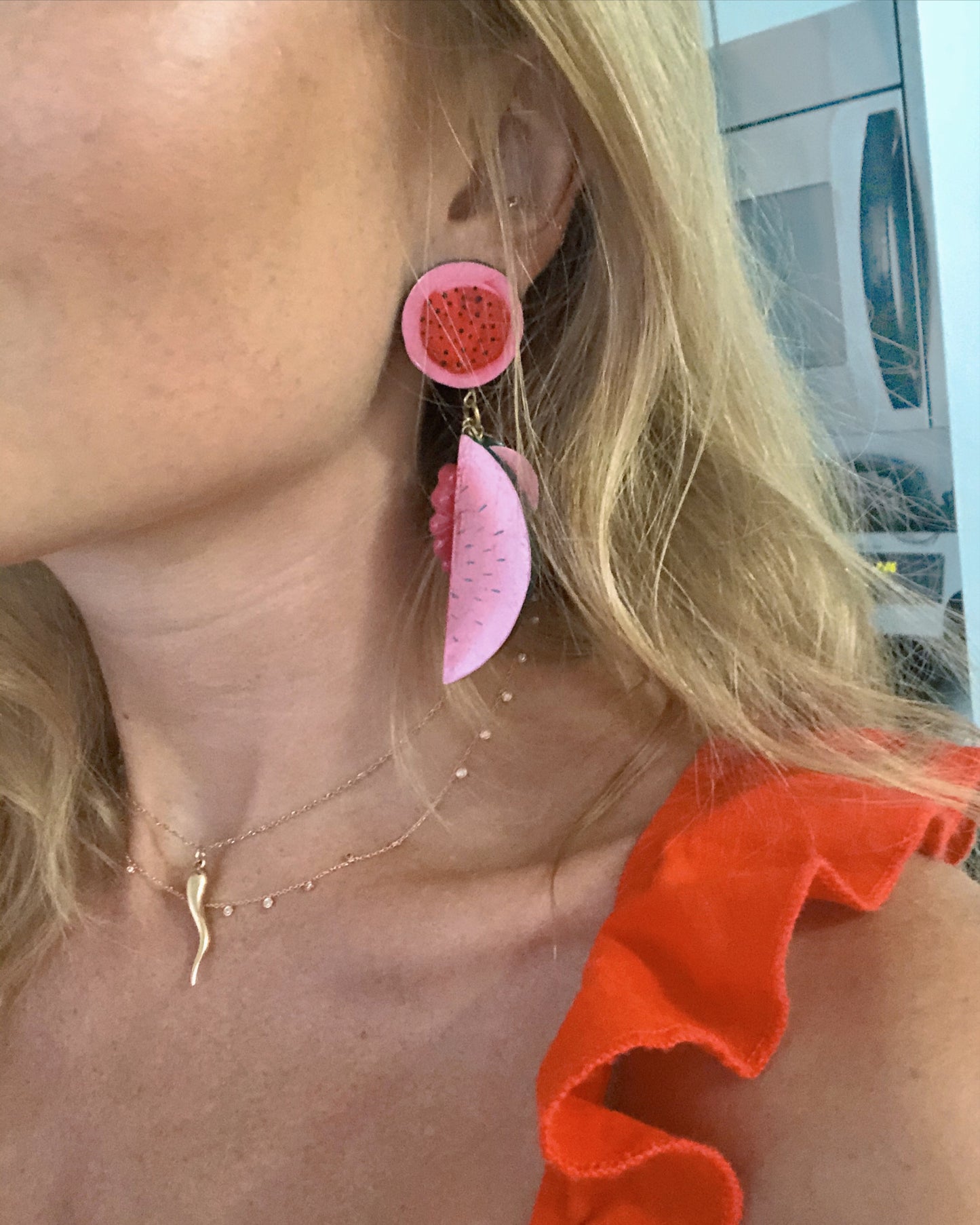 Vintage Hand Painted Watermelon Earrings