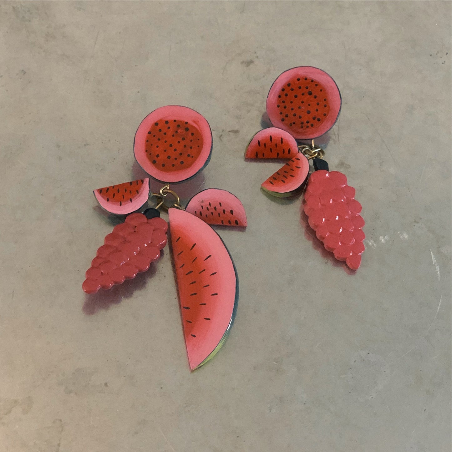Vintage Hand Painted Watermelon Earrings