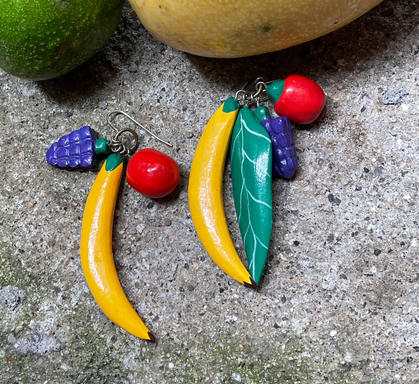Vintage Hand-Painted Fruit Earrings