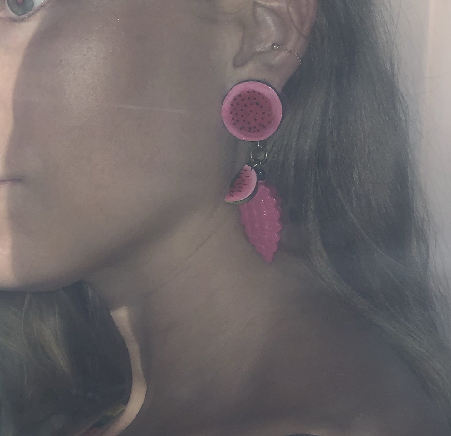 Vintage Hand Painted Watermelon Earrings