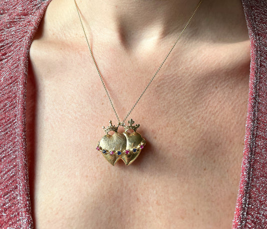 Vintage Crowned Heart Pendant