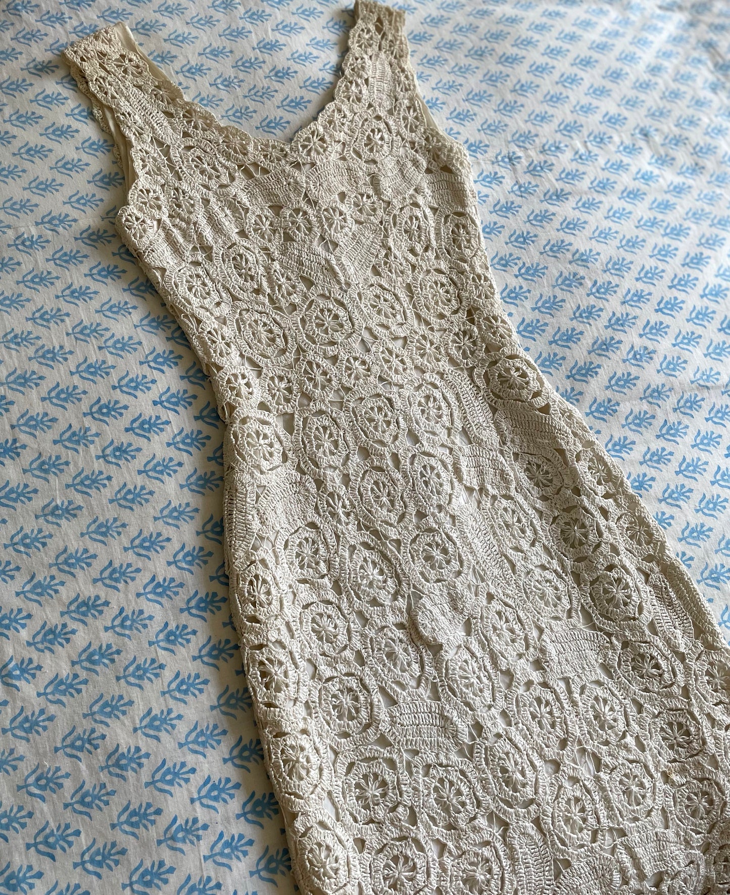 Vintage Italian Crochet Raffia Wiggle Dress