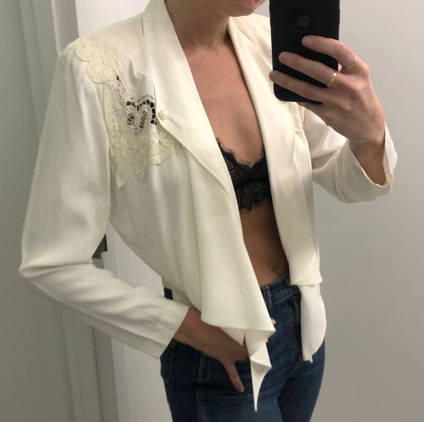 Vintage Lace Appliqué Draped Jacket
