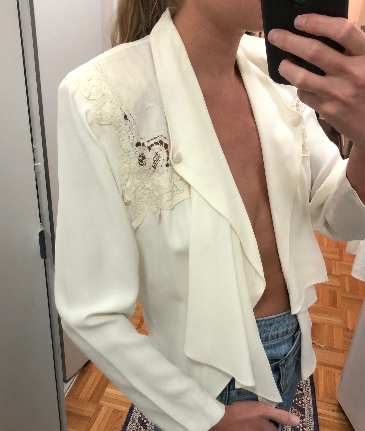 Vintage Lace Appliqué Draped Jacket