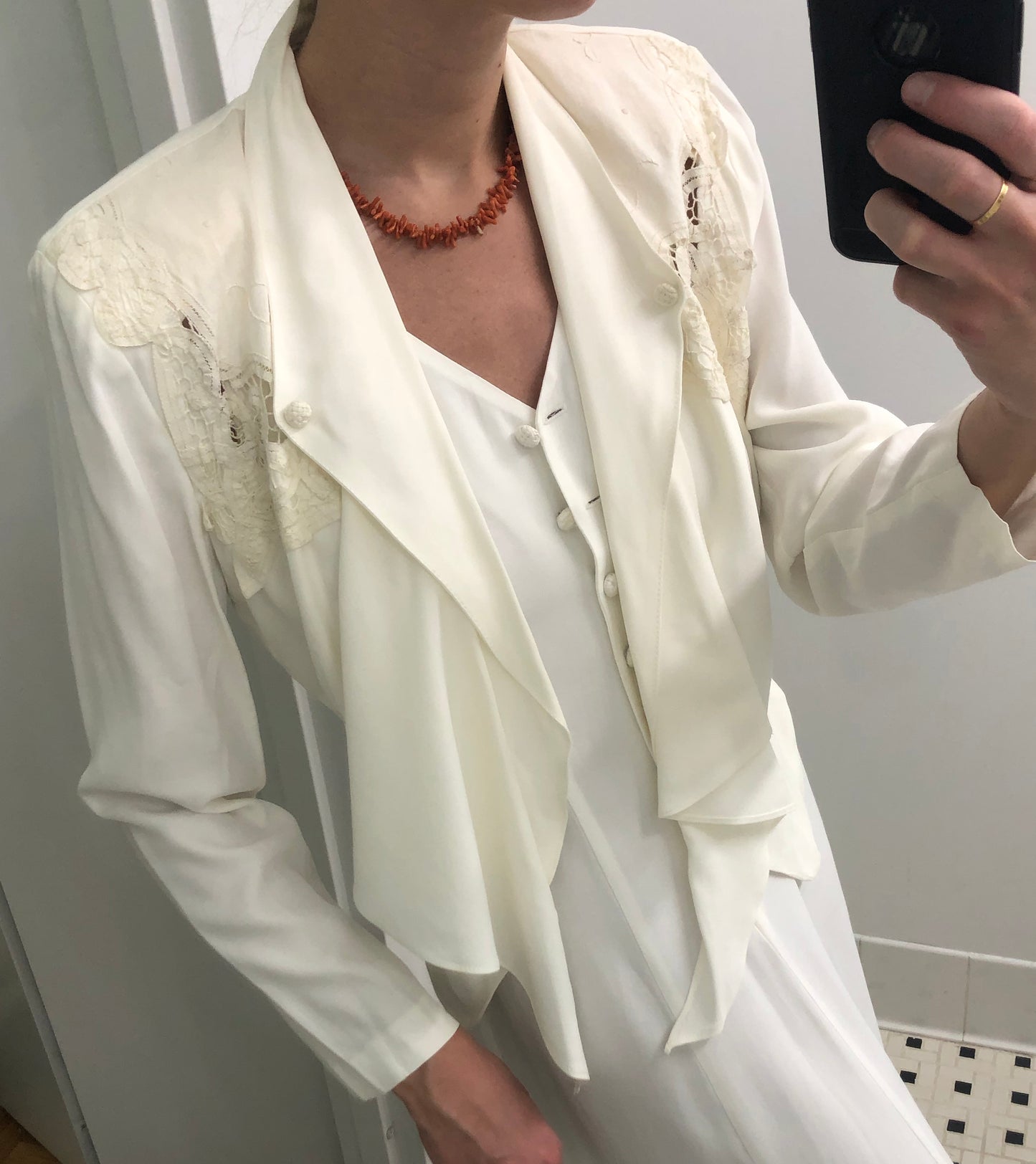 Vintage Lace Appliqué Draped Jacket