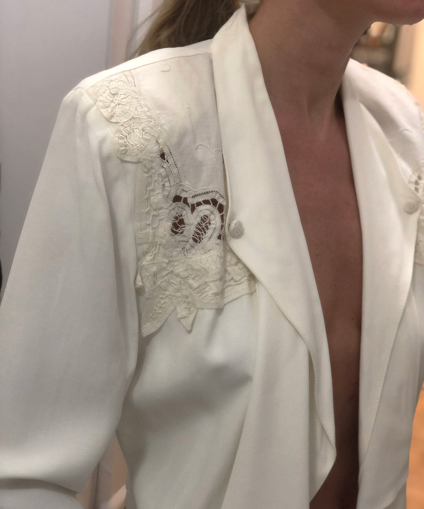 Vintage Lace Appliqué Draped Jacket