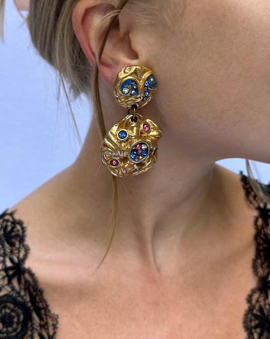Vintage 1980s Jacky De G Multicolor Statement Ear