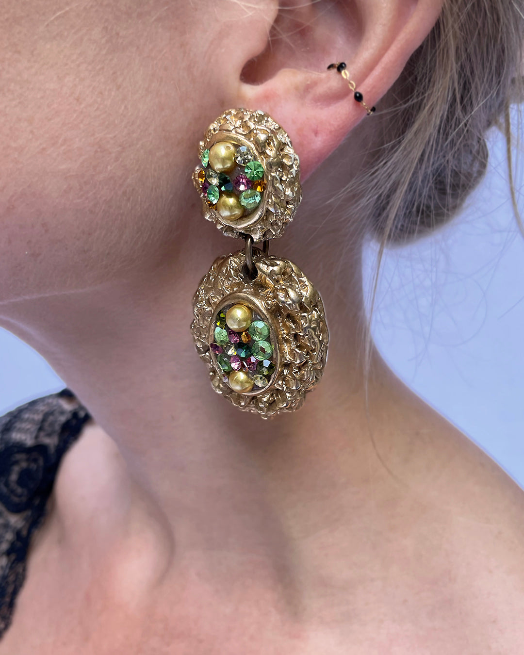 Vintage Jacky De G Signed Single Statement Earring