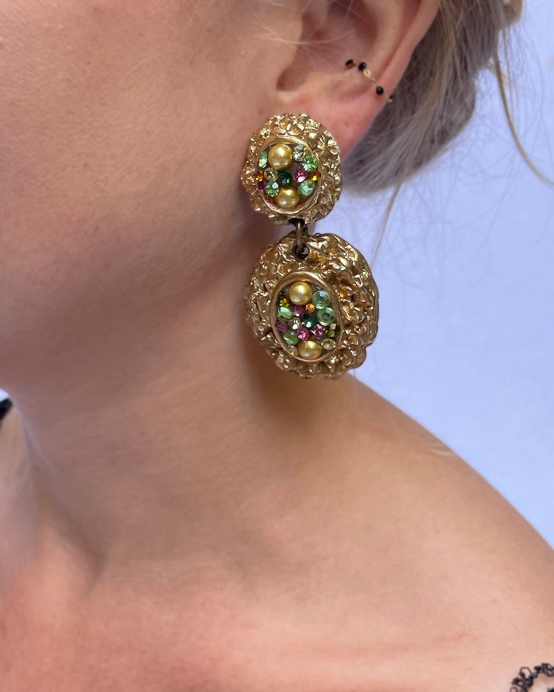 Vintage Jacky De G Signed Single Statement Earring