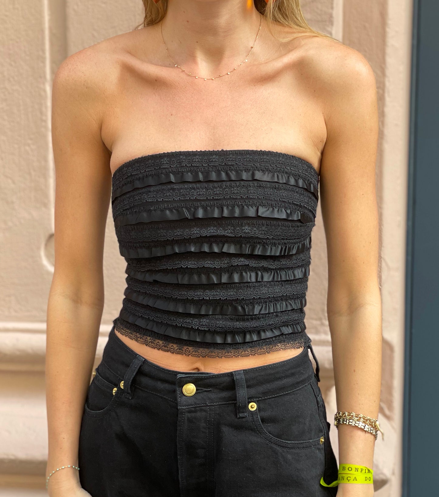 Vintage Jessica McClintock Black Lace Crop Top