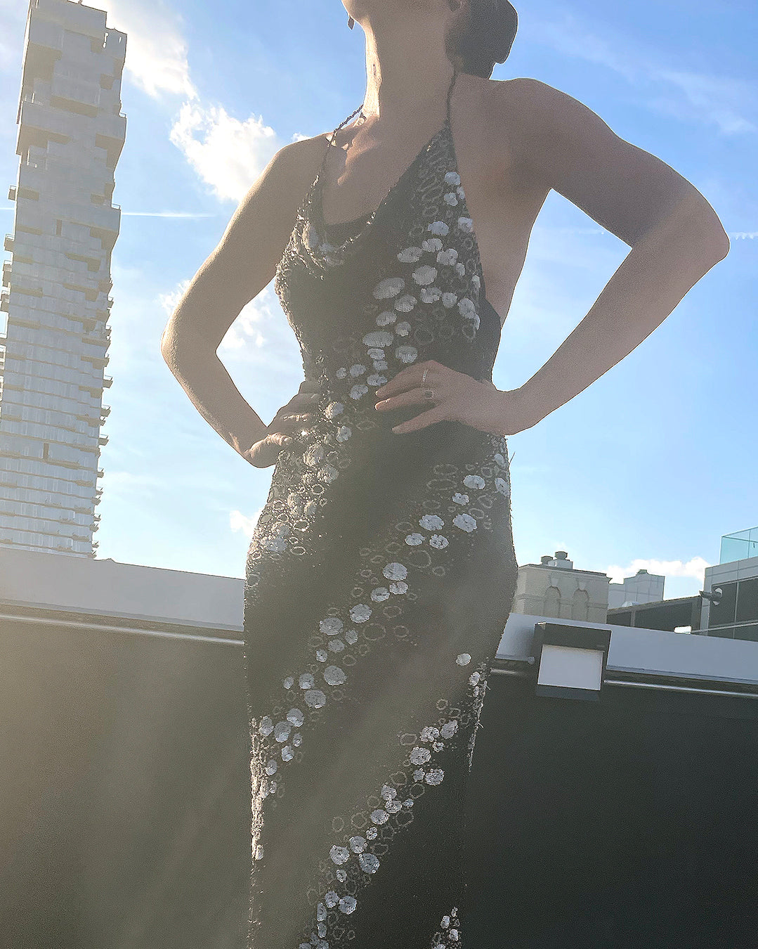 Vintage 1930s-Style Beaded Bias-Cut Gown