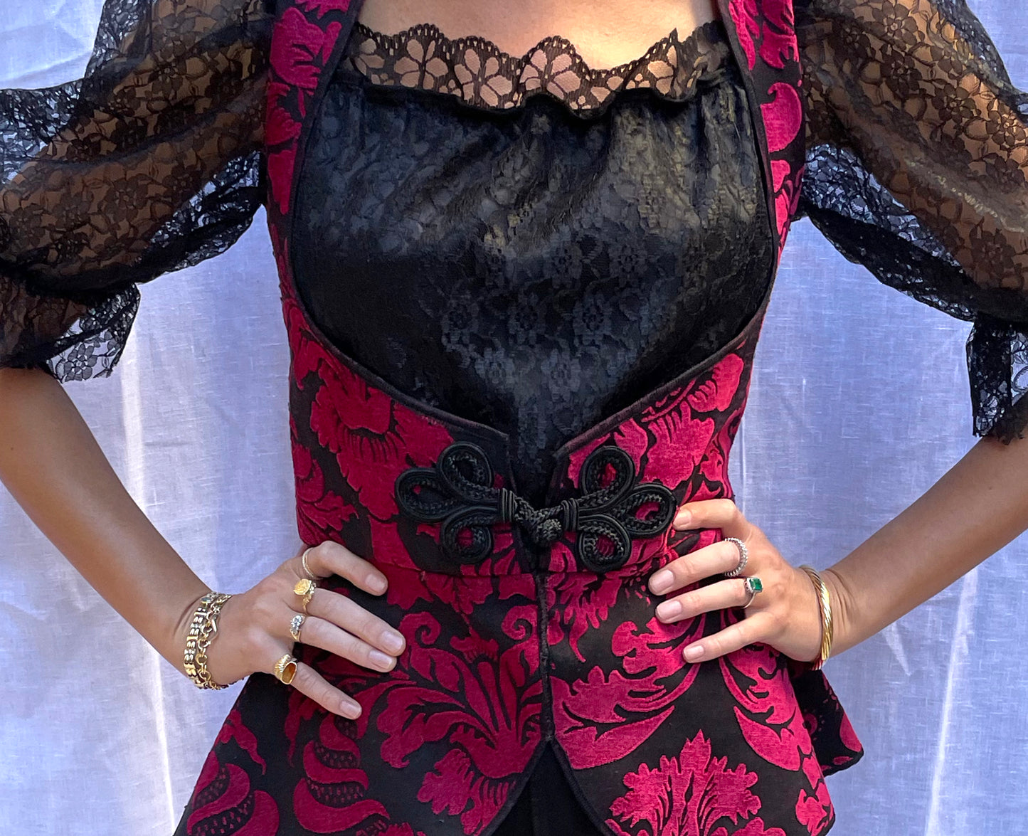 Vintage Brocade And Lace Dirndle Top | L