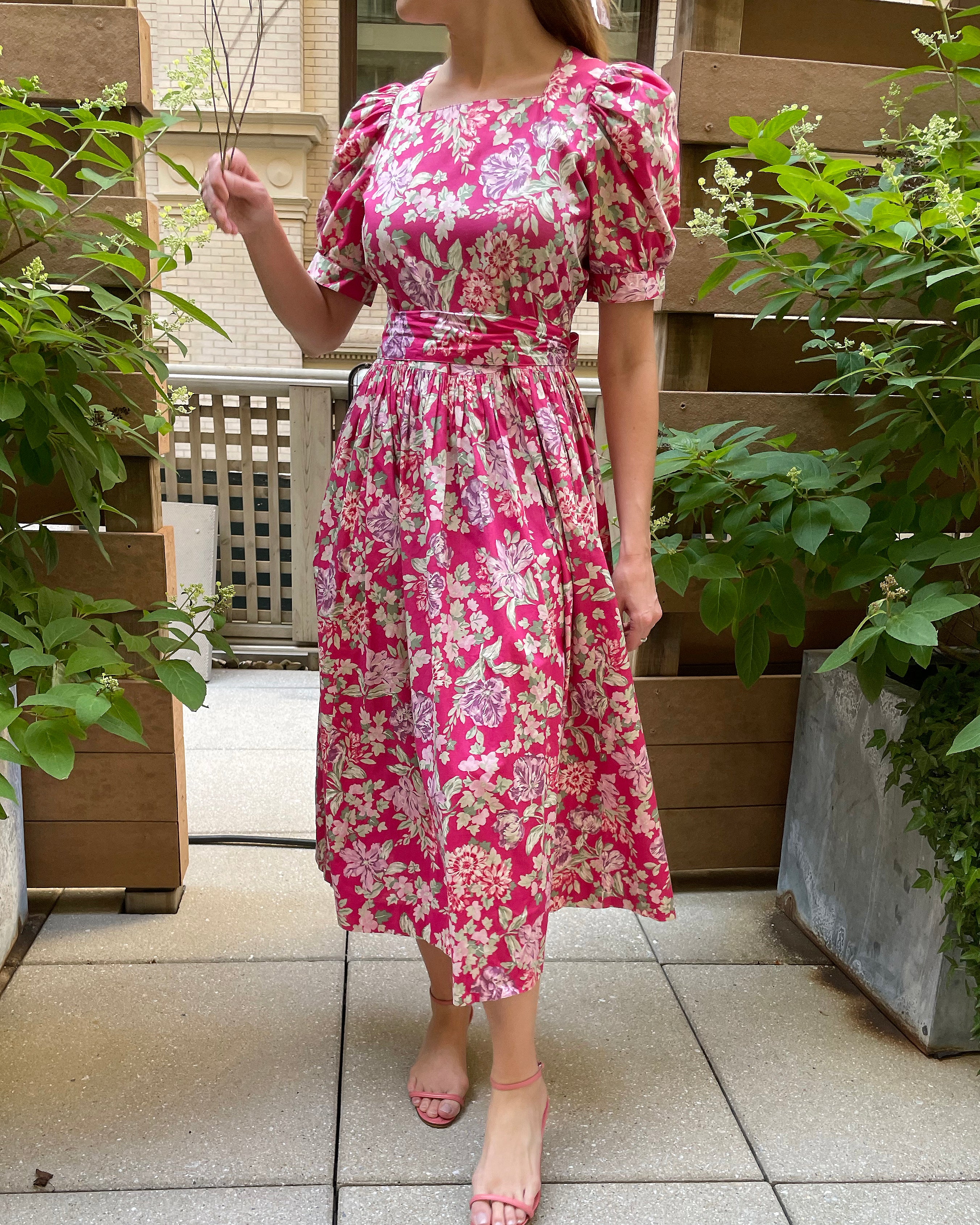 vintage floral dresses Duck Egg Blue Linen Cotton Maxi Dress with Lace Floral / XS 26 38 S 34 how to style vintage floral