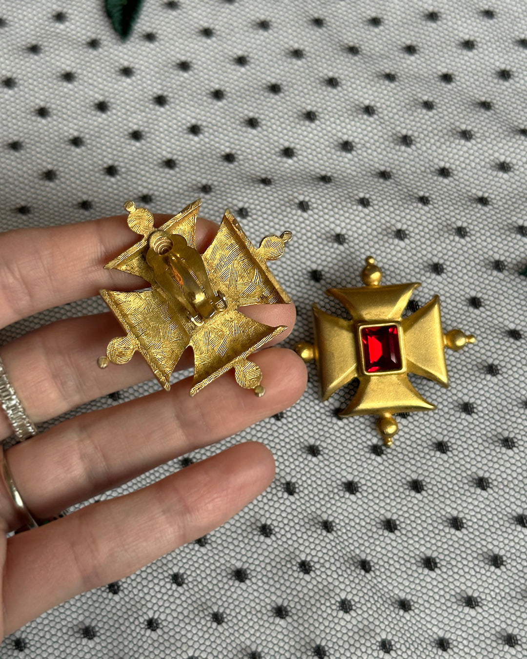 Vintage Gold Maltese Cross Earrings