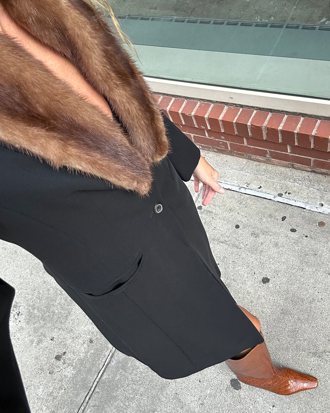 90s Designer Vintage Mink-Trimmed Wool Coat