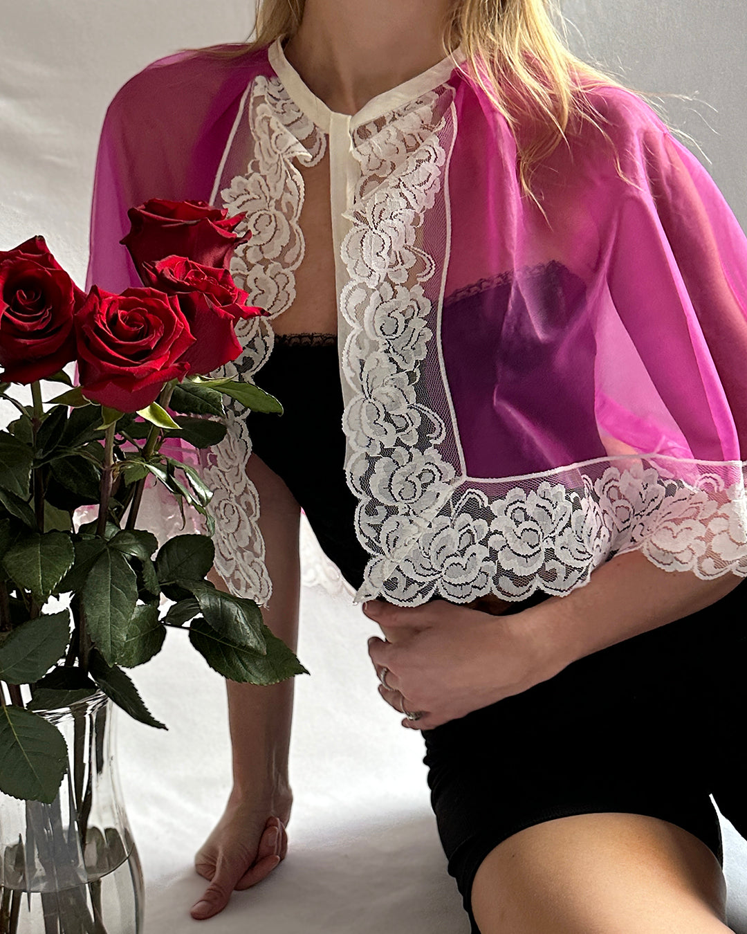 Vintage 1960s Lace Bed Jacket