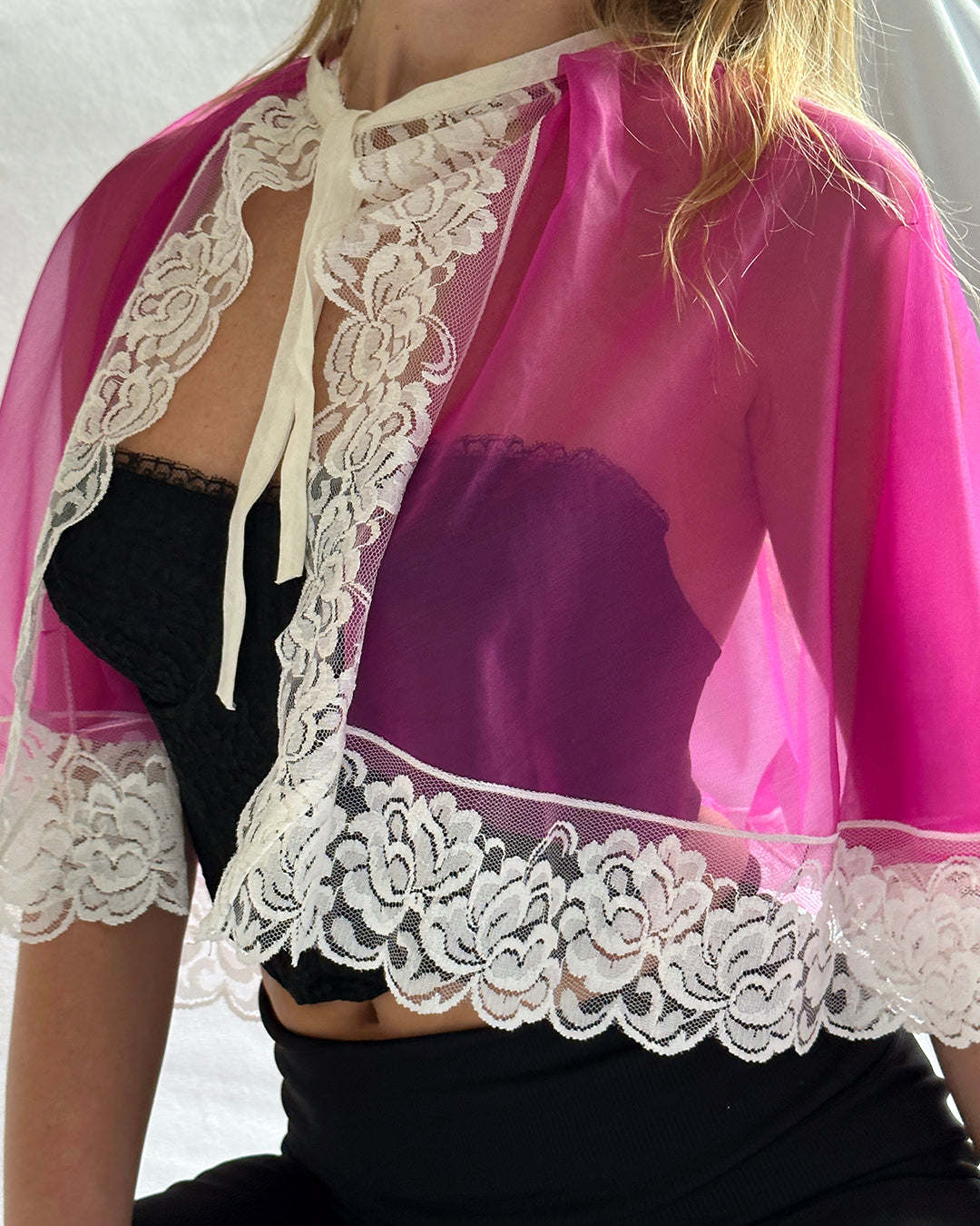 Vintage 1960s Lace Bed Jacket