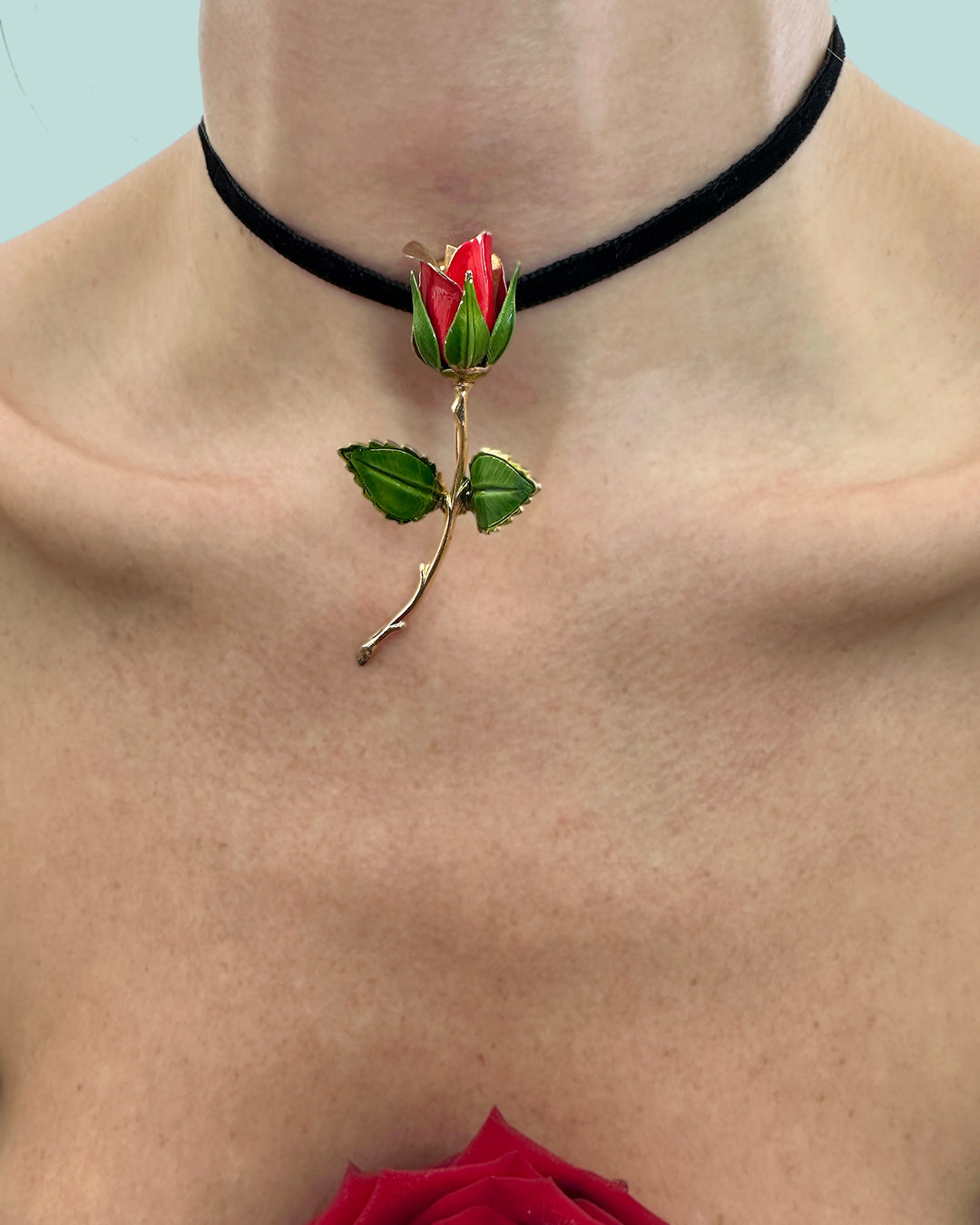 Vintage 1960s Rose Pendant Choker/Brooch