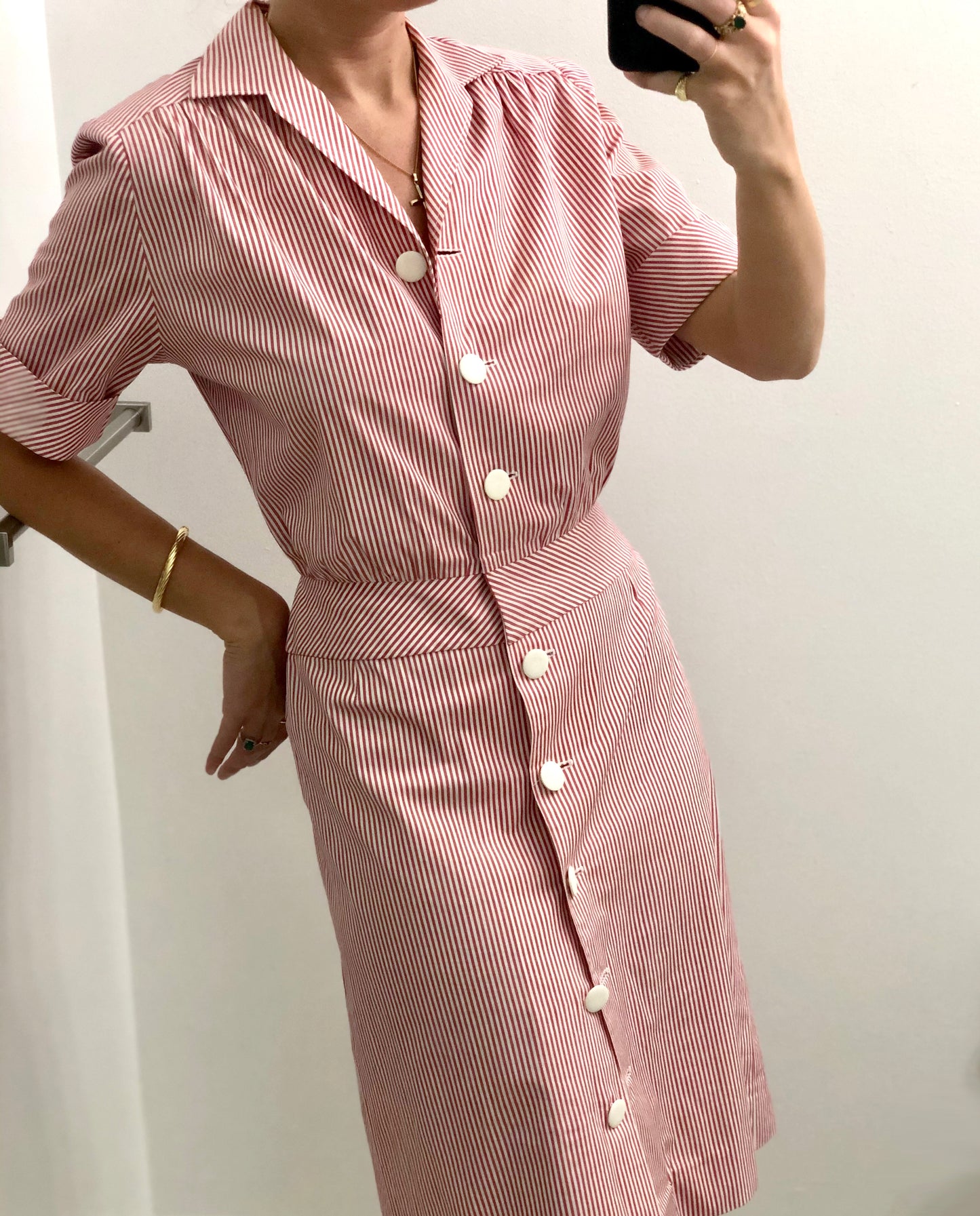 VINTAGE STRIPED SHORT SLEEVE SHIRTDRESS