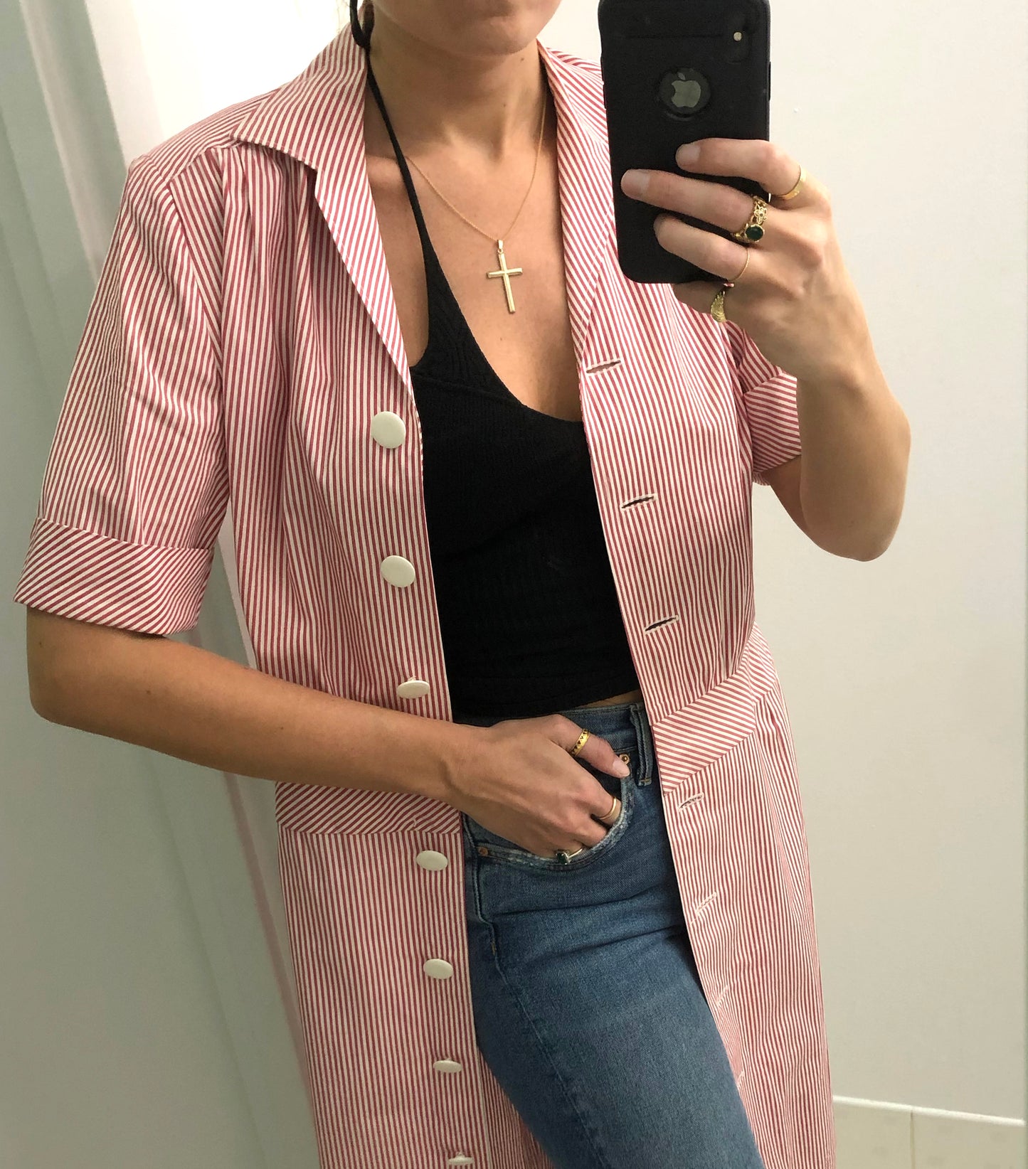 VINTAGE STRIPED SHORT SLEEVE SHIRTDRESS