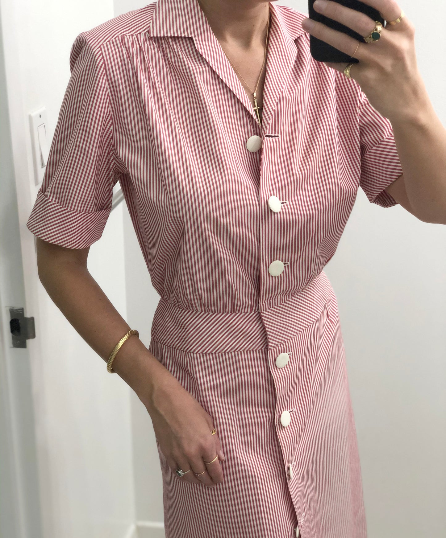 VINTAGE STRIPED SHORT SLEEVE SHIRTDRESS