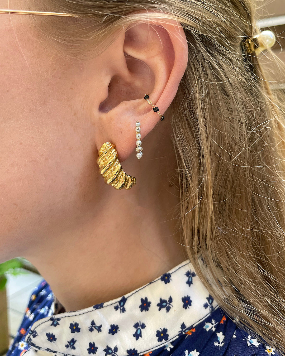 Vintage Twisted Gold Half Hoop Earrings