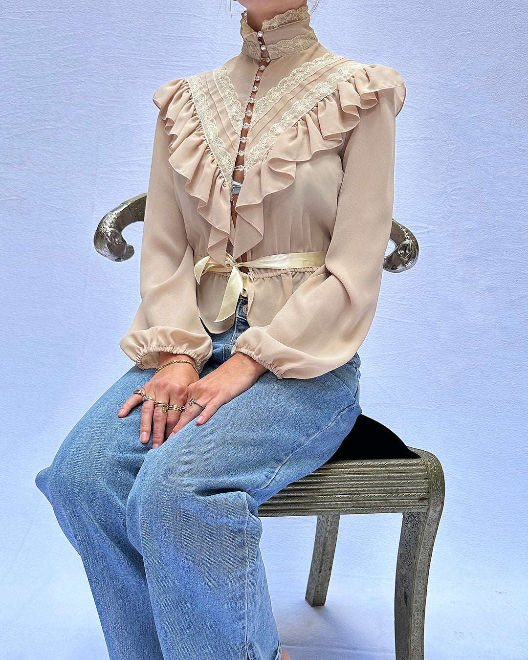 Vintage Victorian-Style Blouse With Underslip