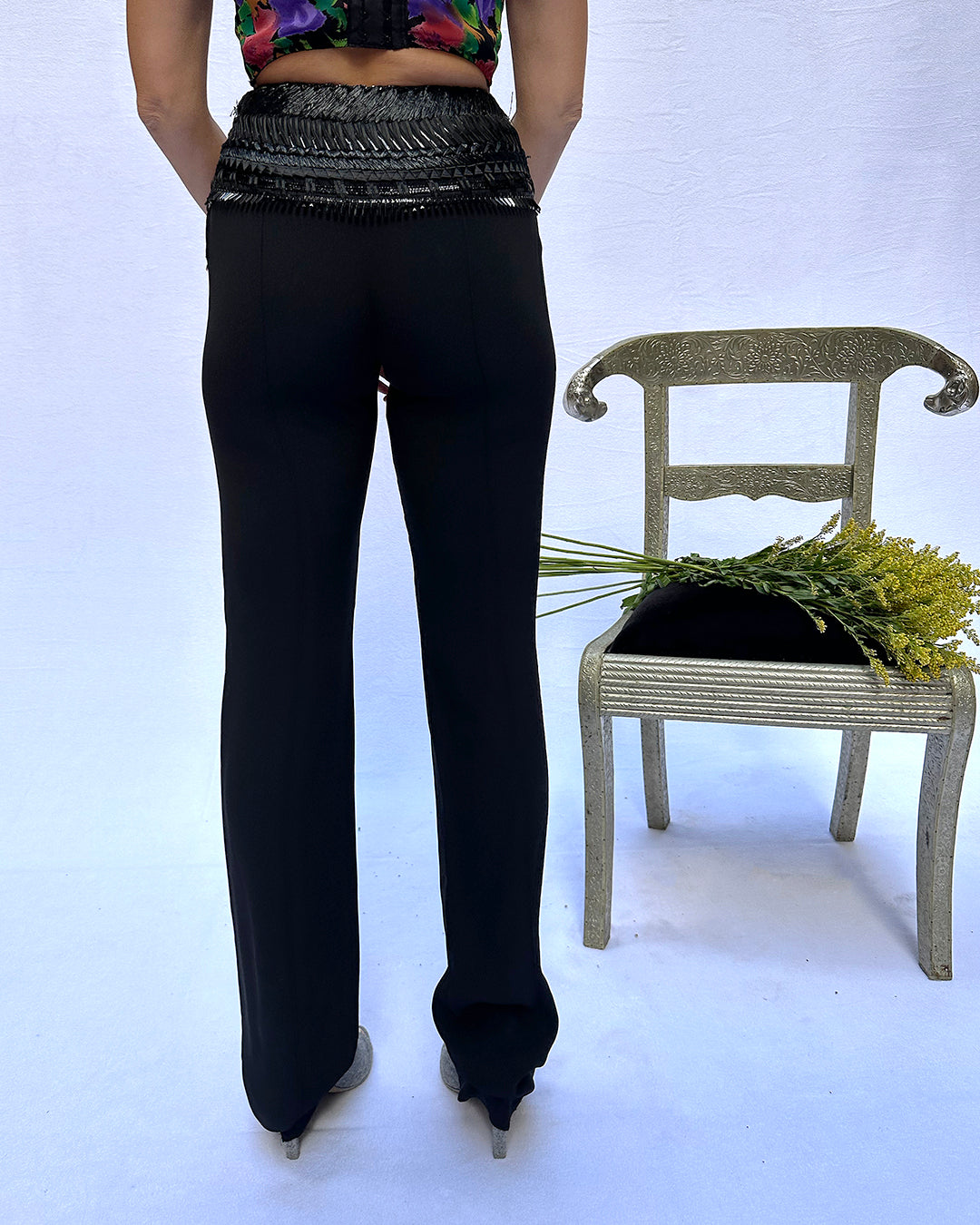 Gianfranco Ferre Spring 2002 Raffia Embellished Trousers