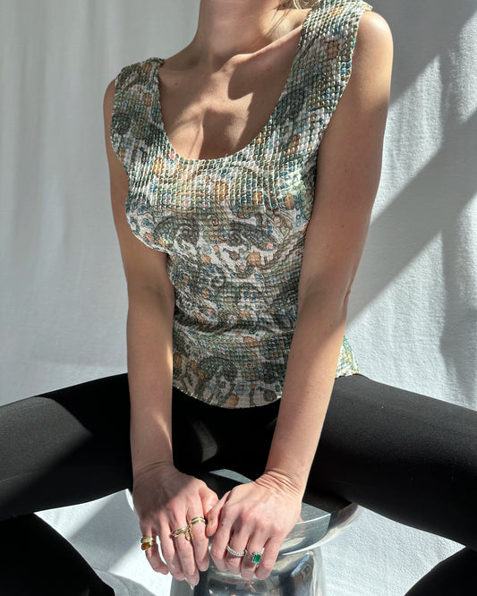 Vintage Y2K Square Micropleat Scrunch Top