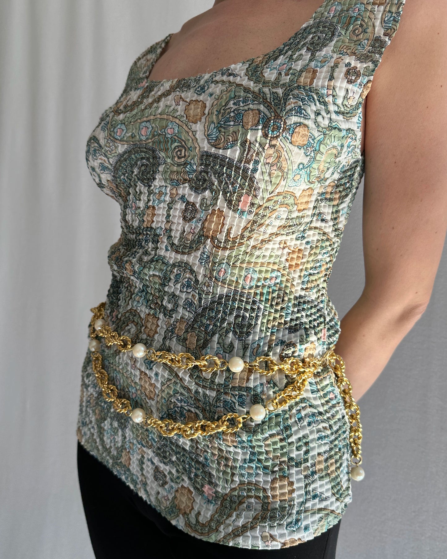 Vintage Y2K Square Micropleat Scrunch Top