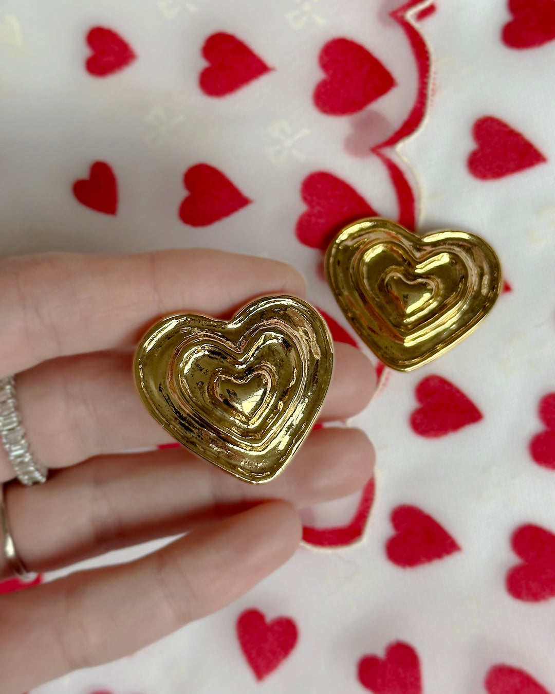 Vintage Gold Heart Earrings