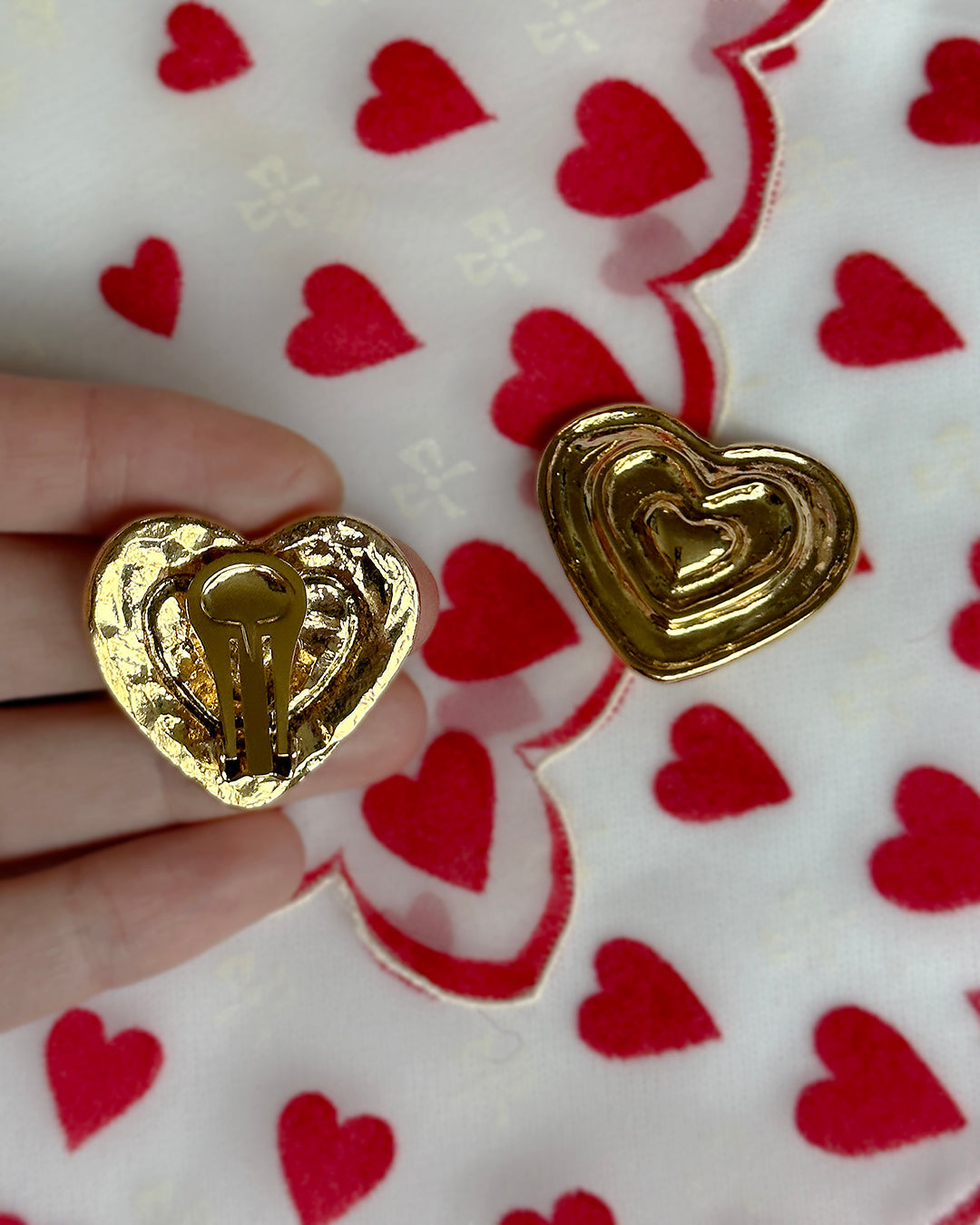 Vintage Gold Heart Earrings