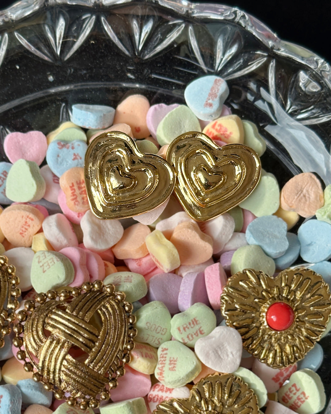 Vintage Gold Heart Earrings