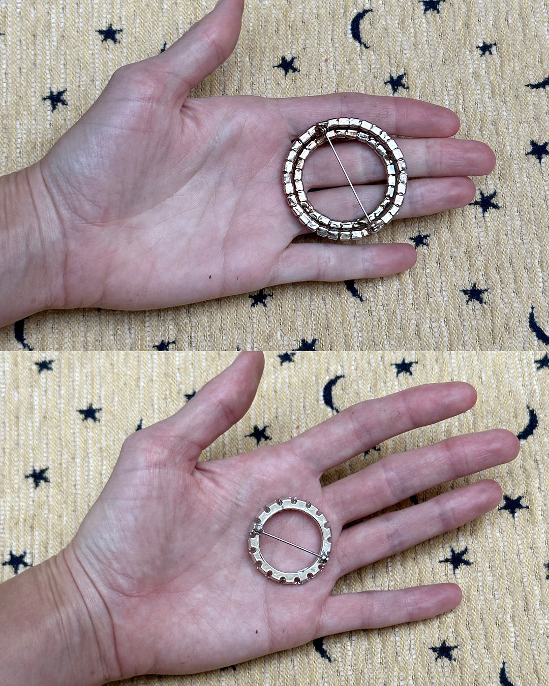 Vintage 1950s Crystal Circle Pins