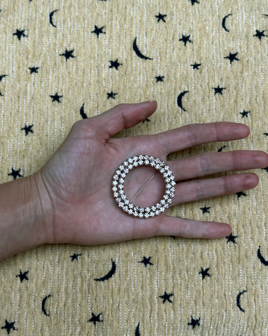 Vintage 1950s Crystal Circle Pins