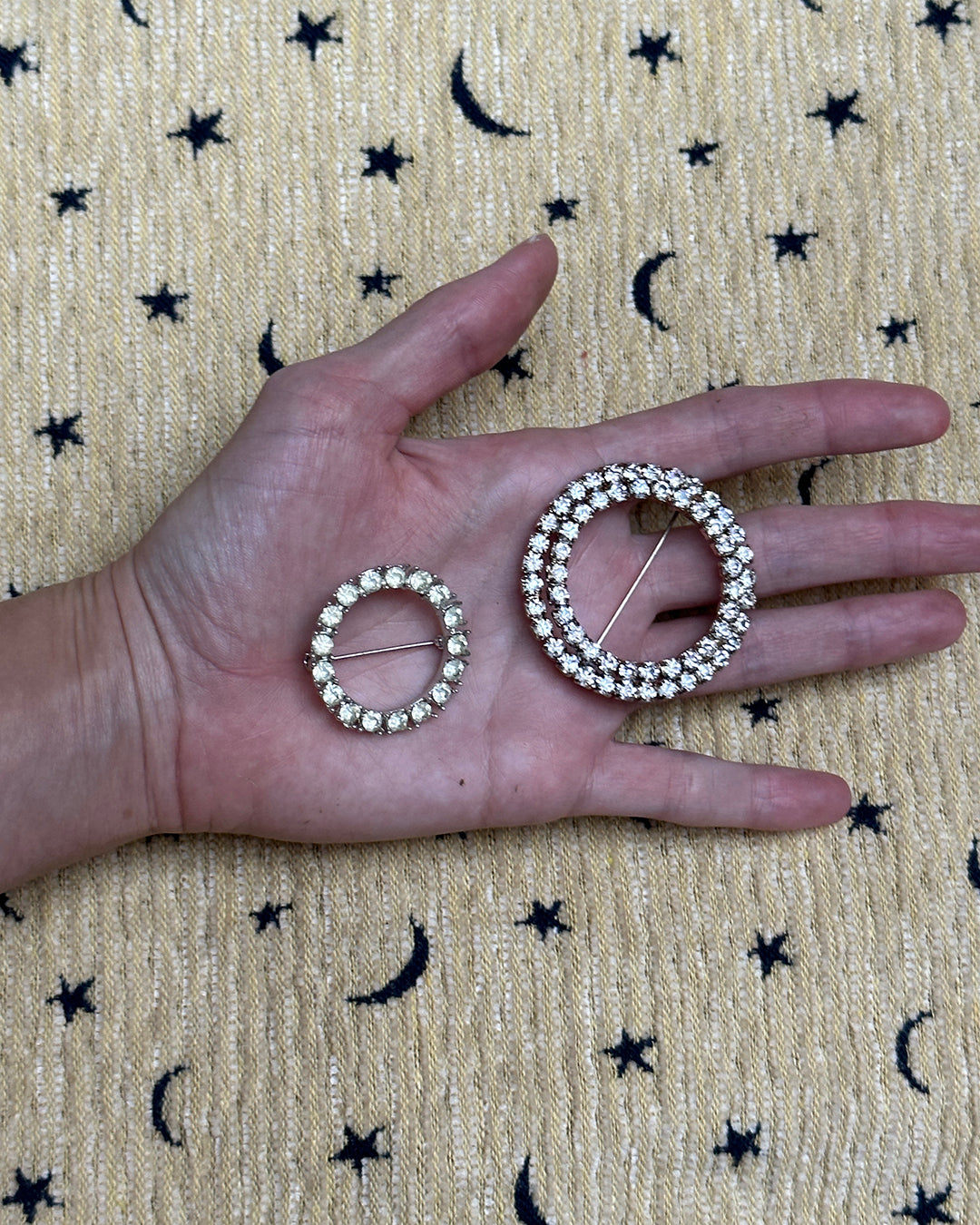 Vintage 1950s Crystal Circle Pins