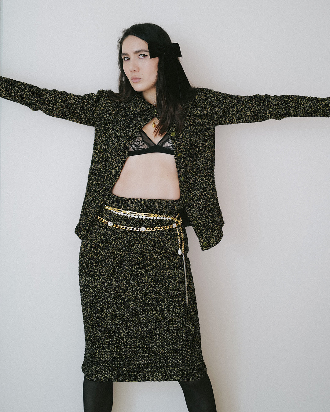 Vintage 1940s Tweed Skirt Suit Set (in the style of Chanel)