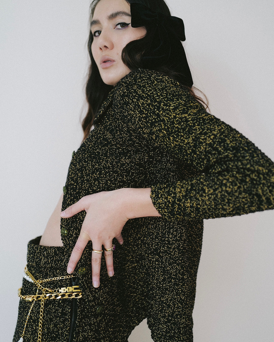 Vintage 1940s Tweed Skirt Suit Set (in the style of Chanel)