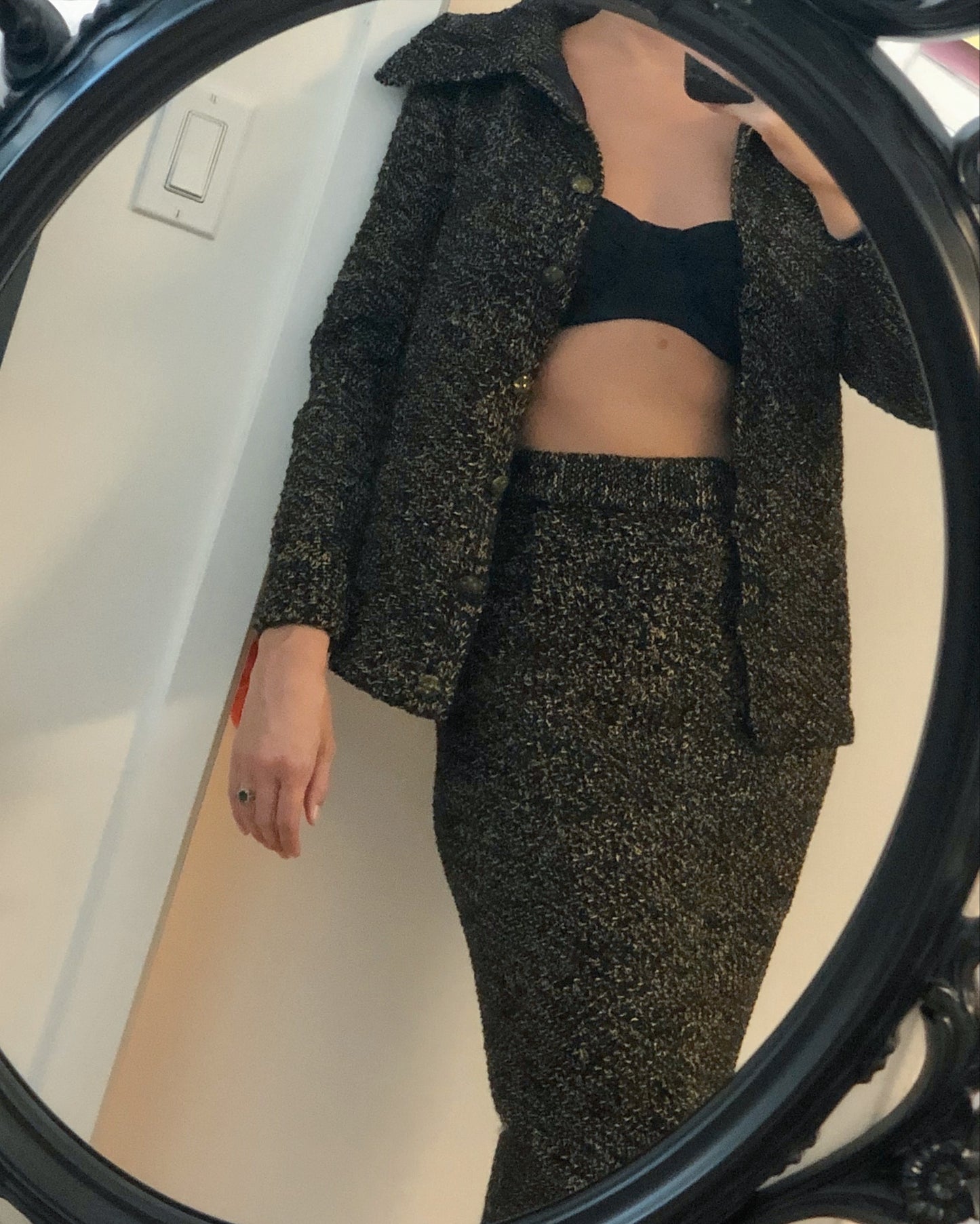 Vintage 1940s Tweed Skirt Suit Set (in the style of Chanel)