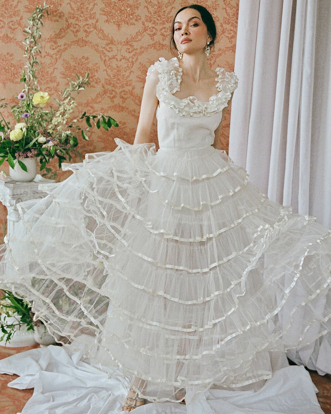 Vintage 1950s Ruffled Tulle Cupcake Gown