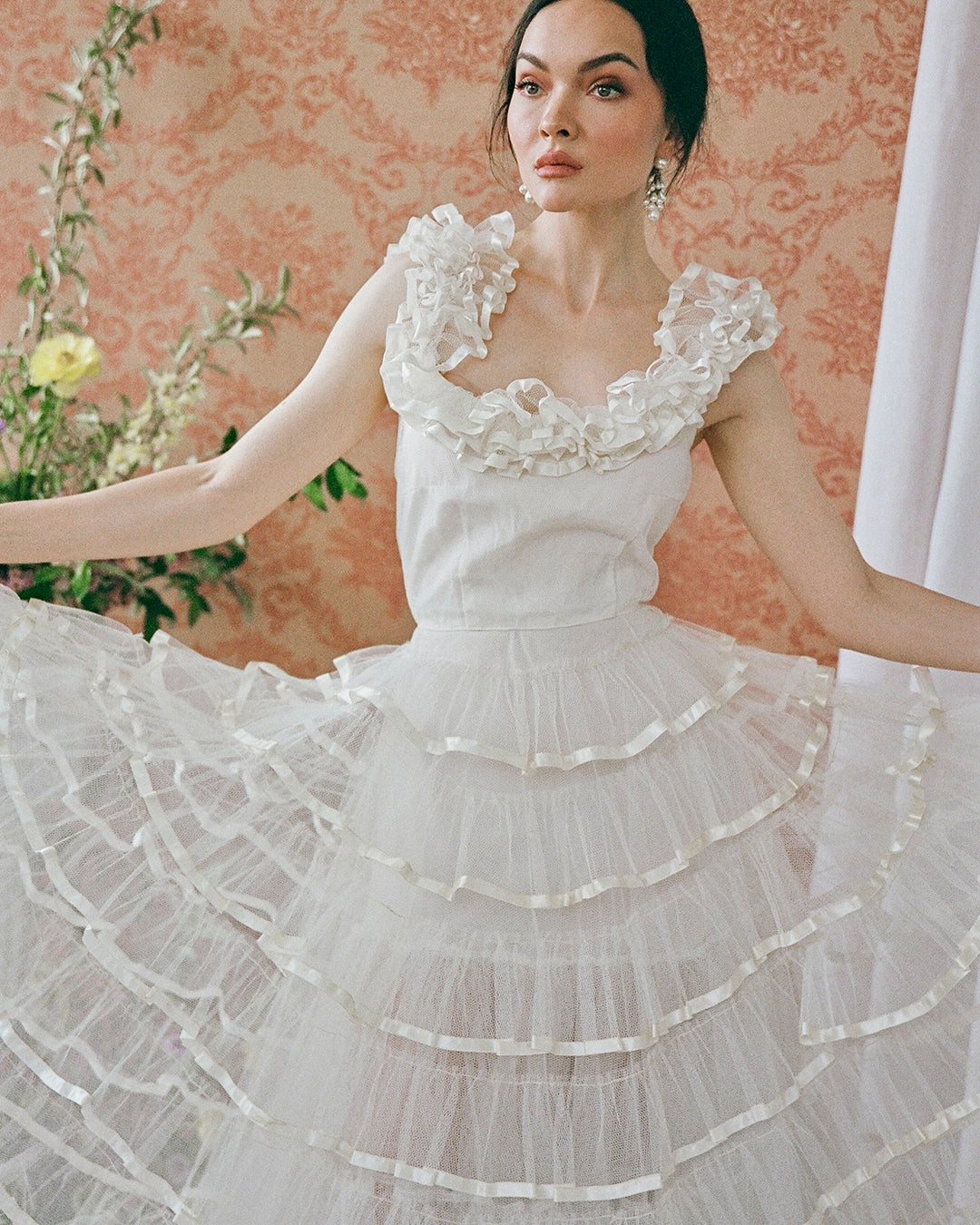 Vintage 1950s Ruffled Tulle Cupcake Gown